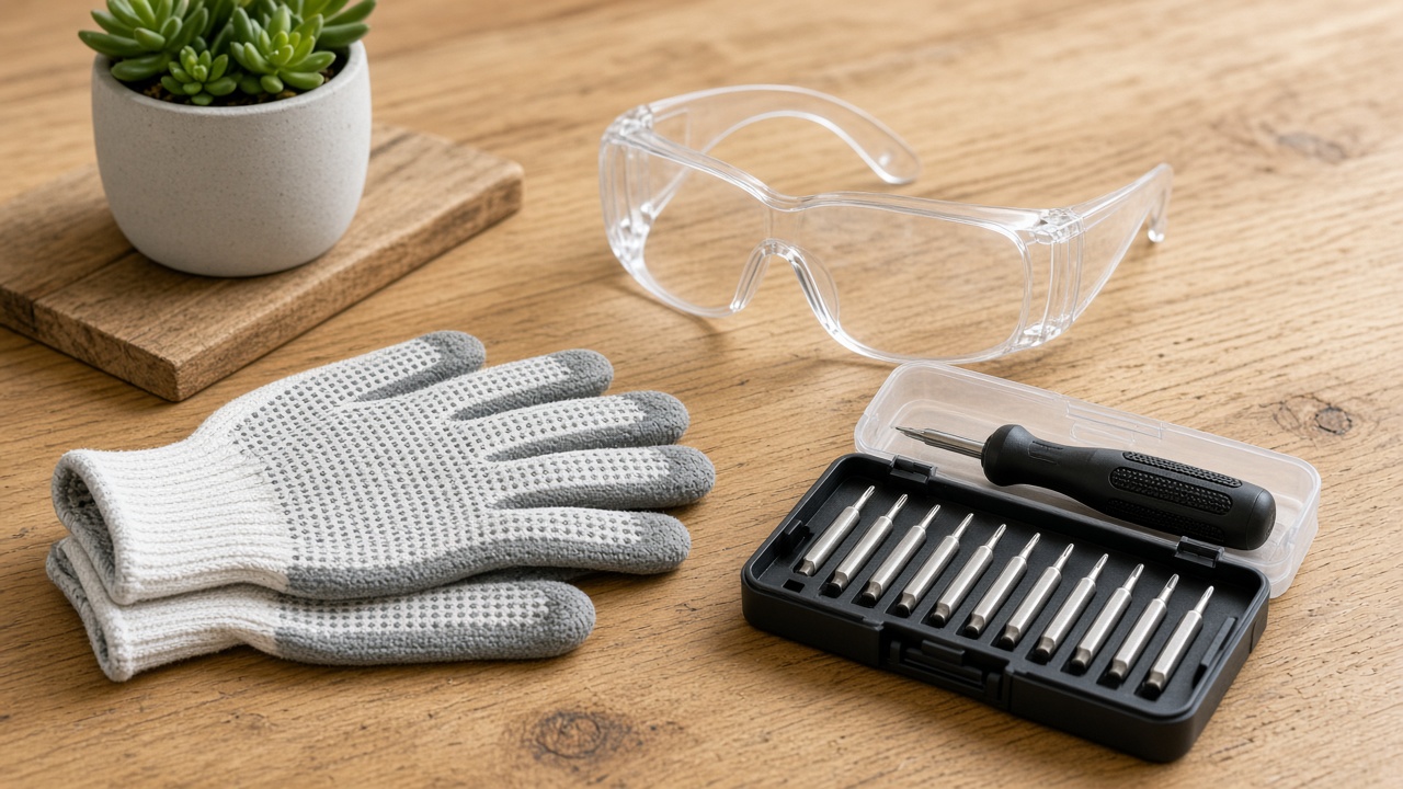Safety glasses and gloves